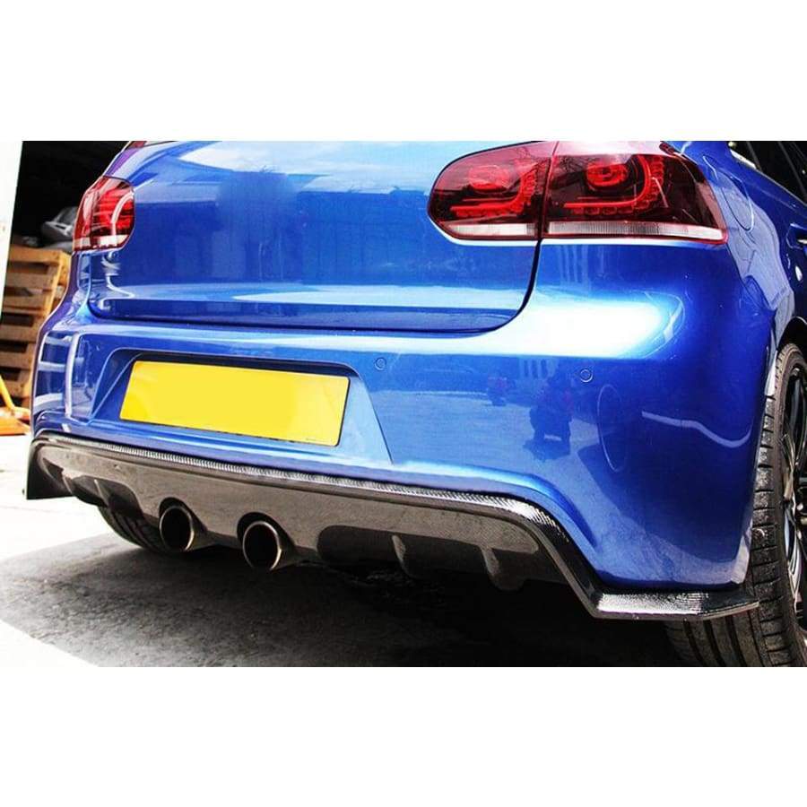 Volkswagen Golf R (Mk6) MTC Style Carbon Fibre Diffuser - Manufactured from 2*2 Carbon Fibre Weave. The VW Golf R Mk6 MTC Style Carbon Fibre Diffuser is the perfect Full-Length Rear Diffuser with Low Bumper Canards adding maximum detail to the Rear of your Golf R. With the extended outer length. This Mk6 Golf Rear Diffuser Spoiler Truly Shows off the Mk6 Golf R Properly.